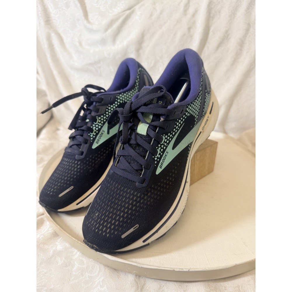 Brooks Ghost 14 Womens Running Shoes Navy Purple Seafoam 1203561B446 Size 9
